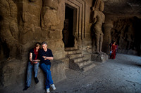 Foreigners inside Elephanta Caves - Mumbai