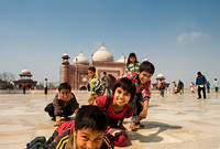 Kids prancing around the Taj complex
