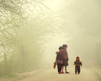 Kids playing on Fog lit streets